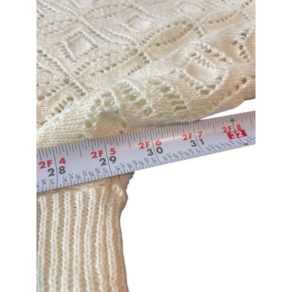 VTG Only Necessities Cream Open Knit Short Sleeve V-neck Beachy Sweater 2x - Picture 10 of 12